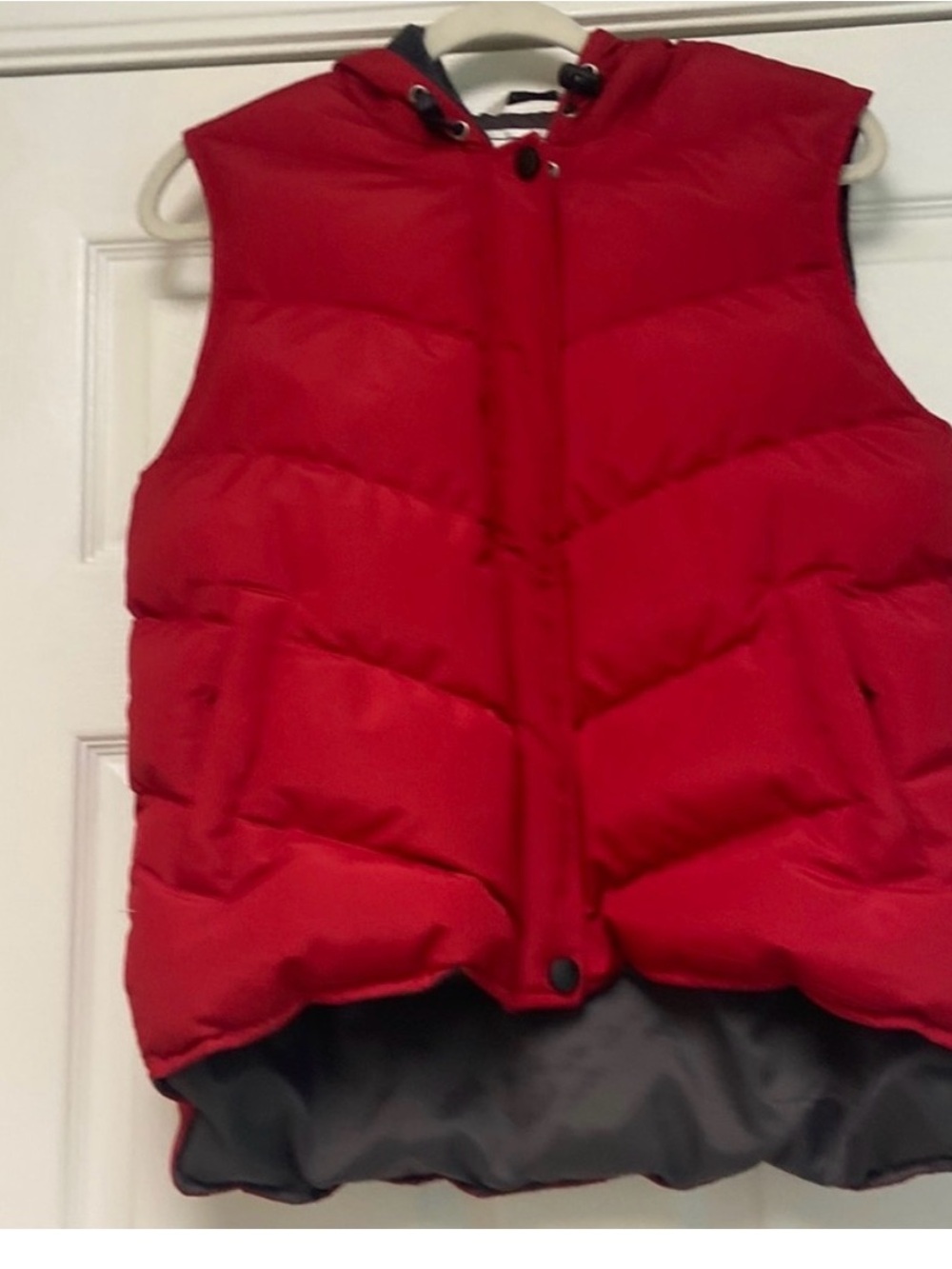 Red Down Filled Puffer Vest Hooded Women's Coat